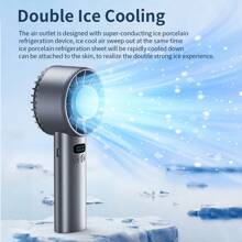 TEC Superconductor Cooling Tragbarer Typ-C USB 5200 mAh Kapazität, Lange Akkulaufzeit, Handlüfter mit Digitalanzeige, Tisch-/Standventilator, Mini-Lüfter mit bürstenlosem Motor, Hochgeschwindigkeits-Kühlgerät mit 100 Gängen und starkem Wind, Geeignet für Reisen und Ausgehen