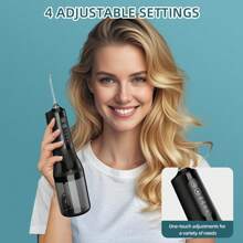 Water Flosser: Portable Cordless Oral Irrigator With 4 Modes, Rechargeable Travel Rinse Cleaner IPX7 Waterproof Electric Dental Cleaner - Black - View 4