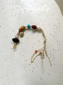 STEPHIECATHY Fashionable Colorful Knot Rope With Shell And Flower Shape Decor Colorful Beads Hand Woven Bracelet Bag Charms Key Chain Pendant Suitable For Phone Bag Accessories Handbag Hanging Ornament - Multicolor - View 6