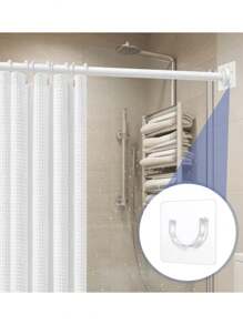 4 piezas, Soporte de barra de cortina no aburrido - Fácil de instalar, Soporte de barra retráctil de plástico ahorrador de espacio, Soporte de barra de ducha adhesivo para baño, Soporte de barra de cortina transparente para ventana, Accesorios de baño