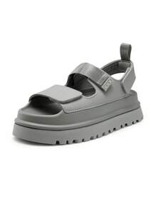Women Platform Wedges Sandals Chunky Open Toe Comfortable Walking Casual Fashion Flat Sandals With Adjustable Hook Loop Straps Outdoor Shoes - 灰色 - 查看 2