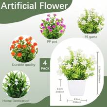 4pcs/Set Artificial Flowers, Artificial Plants, Roses, Chamomile, Lilies. Easter, Spring Festival, Gift. Home Decorations, Garden Decorations, School Dormitory Office Decorations, Suitable For Party, Event, Festival, Birthday Party Decorations, Suitable For Hotel, Restaurant, Living Room, Bedroom, Wedding, Banquet, Kitchen Decorations Gifts Graduation