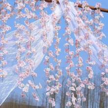 6pcs/Set 5.9ft Artificial Cherry Blossom Garland Hanging Vine, Suitable For Spring Home Room Wedding Party Decor, Gift For Birthday Graduation - Multicolor - View 5