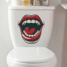 1PC Personalized Funny Big Mouth Home Decoration Wall Sticker, PVC Waterproof Self-Adhesive, Suitable For Toilet Seat And Water Tank Decoration, Very Interesting Gifts Birthday Graduation Room Decor Wall Decor Bathroom Decor Bedroom Decor Room Decoration Stuff Living Room Decor House Decor Home Decor Living Room Wall Art Wall Paper Stickers