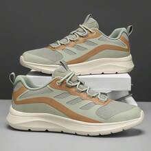 Men's Mesh Breathable Travel Shoes, Lightweight Soft Sole Shock Absorbing Running Sneakers, Spring
