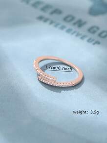 Nooxian 1pc Women's Minimalist Zirconia Copper Open Ring - Rose Gold - View 8