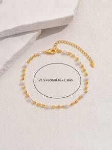 1pc Retro Classic Fashion Versatile Luxurious Faux Pearl Anklet For Women, Suitable For Daily, Vacation, Date, Gift
