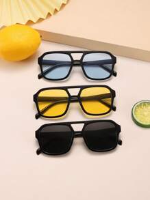 3 Pairs Acrylic Casual Pilot Square Frame Glasses For Teenagers (12-16 Years Old), Suitable For Holidays And As Festival Gifts - Multicolor - View 14