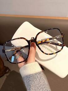 1 paire de lunettes à large monture rétro à la mode pour femmes, convenant à un usage quotidien, accessoire de lentille transparente pour ordinateur, lecture, jeux, télévision, téléphone portable