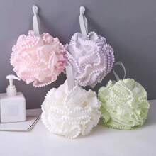 4pcs Lace Extra Exfoliating Home Spa Shower Loofahs, Sponge Brushes, Bath Spa Scrubber For Face & Body, Gently Foaming