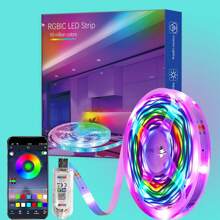 1 PC Colorful RGB-IC Light Strip For DIY, With Color Chasing Effect, USB Smart Wireless LED Light Strip Controlled By APP For Music Sync Color Changing, Suitable For TV, Computer, Bedroom, And Gaming Monitor, Home Decoration For Living Room, Halloween, Christmas, Wedding, Wall Decoration, Travel, Camping, Parties, Perfect Gift For Birthdays And Christmas