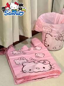Sanrio 50 piezas Bolsas de basura desechables de diseño rosa de dibujos animados de Sanrio KTM de material PET, adecuadas para sala de estar, dormitorio, baño y cocina, solución de regalo y almacenamiento, bolsas de limpieza de diseño de dibujos animados lindos, bolsas de basura de escritorio Kawaii, botes de basura para el hogar, la oficina y la cocina, bolsas de almacenamiento para camping al aire libre