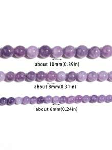 1 串烟晶紫玉水晶石珠圆形散珠用于珠宝制作 DIY 手链配件 6 8 10 毫米 15 英寸串