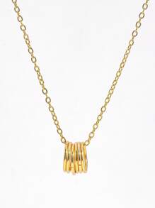 1pc Minimalist Dual Color (Gold And Silver) Circular Pendant Necklace