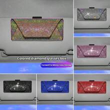 1 pièce Étui à lunettes décoratif avec strass, boîte de rangement pour lunettes