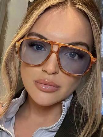 1pc Vintage Aviator Fashion Glasses With Leopard Print & Double Bridge Design For Fashionable European And American Style Boho Shades Beach Accessories Beach Accessories For Women Glasses Shades Basics Fall Winter Women Outfits Clothes Business Casual Gifts Leopard For Summer Beach Vacation,Outdoor,Travel