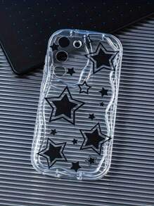 Compatible With Samsung Galaxy A55/A54/A53/A35/A34/A33/A15/A14/A25/A24/A23/S24/Plus/S23/Ultra/+/A05S/A05 Mobile Phone Case Protective Cover Transparent Wave Full Edge Suitable For S22/Fe/S21/A52/A73/A72/A04E/A04 Creative Pop Style Star Pattern Soft Mobile Phone Protective Case