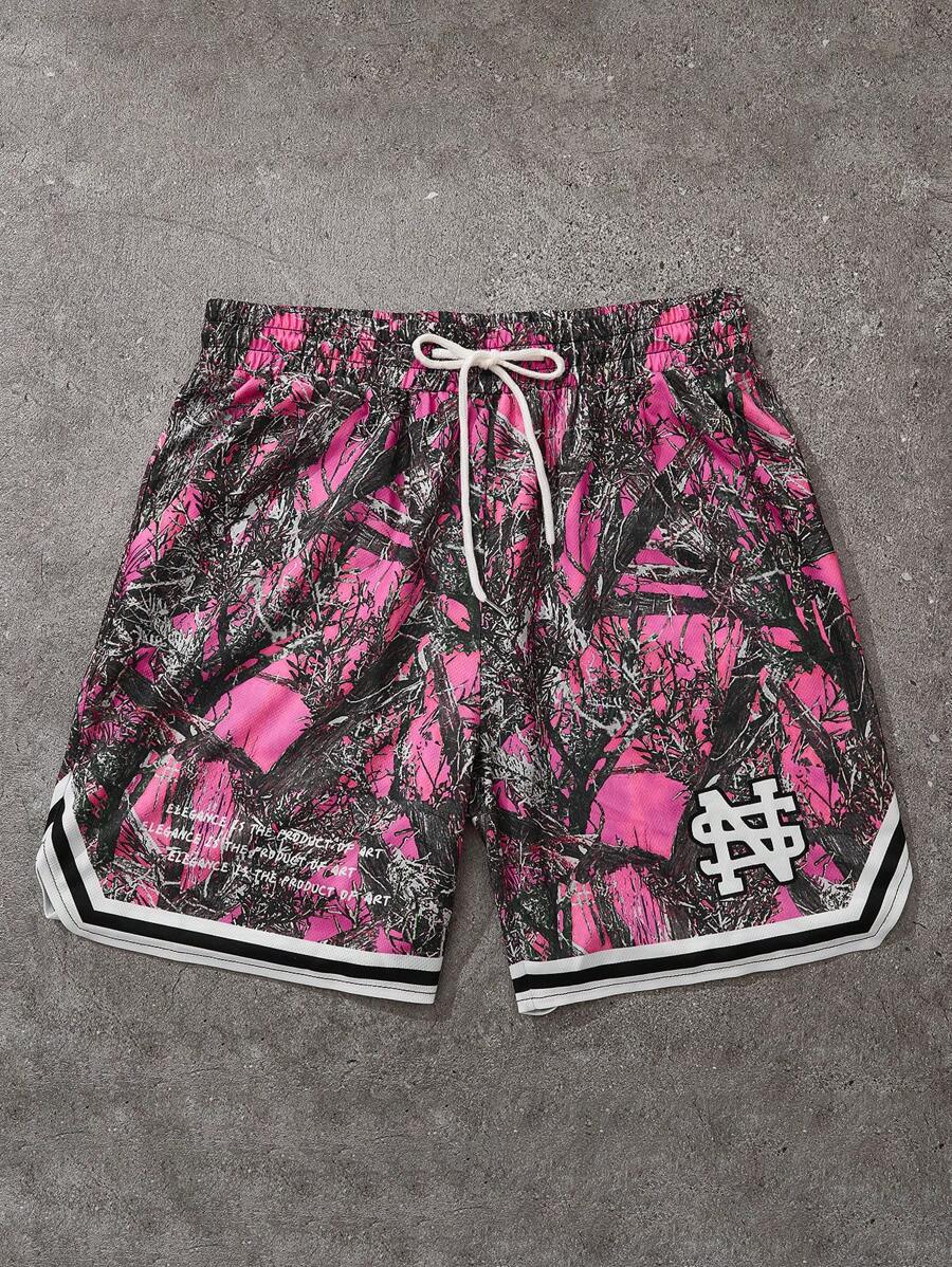 New Loose Men's Shorts With Dry Tree Branch All Over Print, Suitable For Sports & Leisure Wear,Beach Shorts - Multicolor - View 1