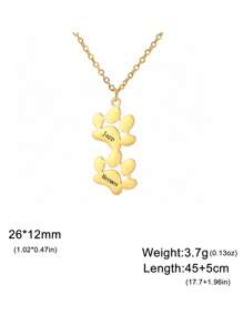 1 Vòng cổ mặt dây chuyền in hình chân cá nhân bằng thép không gỉ, Phong cách đơn giản & dễ thương, Tên tùy chỉnh & Ý nghĩa đặc biệt, Quà tặng kỷ niệm cho bạn bè - Vàng - Xem 9