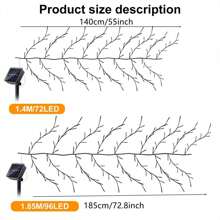 1PC Solar Willow Vine Light, Rattan Fairy Light, Bendable Rattan Branch Light, Flexible Artificial Branch Light, 72 LED 55inch ", 96 LED 72.8inch", Solar Indoor Night Light, Wall Decoration Embellishment Creative Decoration Light,Applicable For Holidays, Christmas, Halloween, Graduation Season Various Festivals - Warm White - View 11