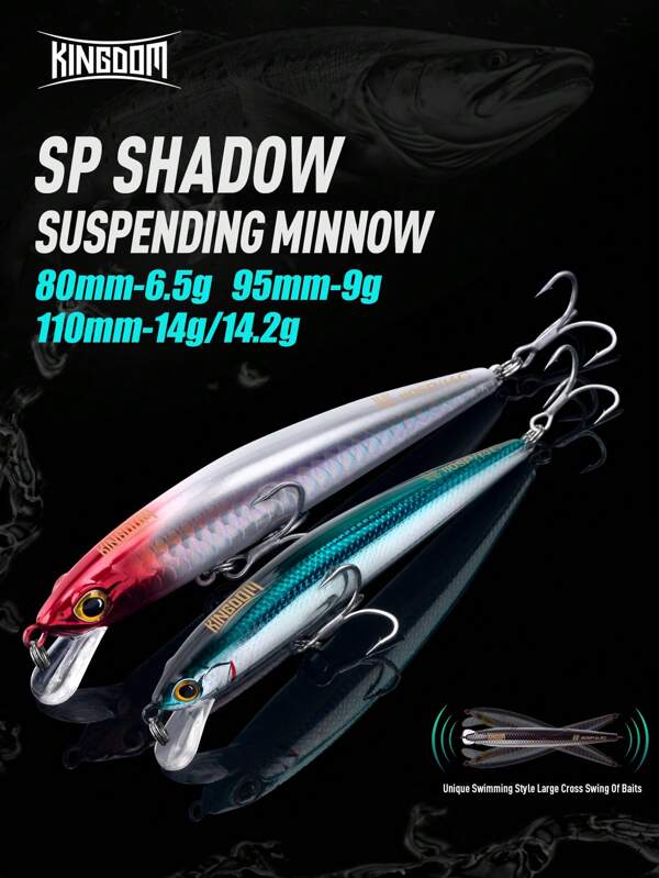 KINGDOM Leurre de pêche Minnow du Royaume 80mm 95mm 110mm, leurre plongeant en eau salée pour la pêche aux appâts, cannes à pêche pour la pêche à la truite et au black-bass