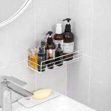 1 pieza Estante de ducha, estante de almacenamiento montado en la pared sin perforación, cesta de ducha autoadhesiva, estantería colgante versátil y resistente al óxido para artículos esenciales del baño y la cocina - Multicolor - Ver 15