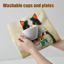 2 piezas Paños de cocina con estampado de gato, paños suaves y absorbentes de fibra superdensa, toallas de baño, estilo de dibujos animados modernos, lavable a máquina, adecuado para la decoración del hogar y restaurantes, regalo perfecto para amantes de los gatos, apropiado para la cocina, comedor, baño, hogar, 18*28 pulgadas