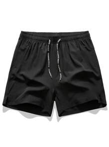 Men's Summer Sports Shorts, Loose & Breathable Running Workout 3/4 Length Pants - Чорний - Переглянути 2