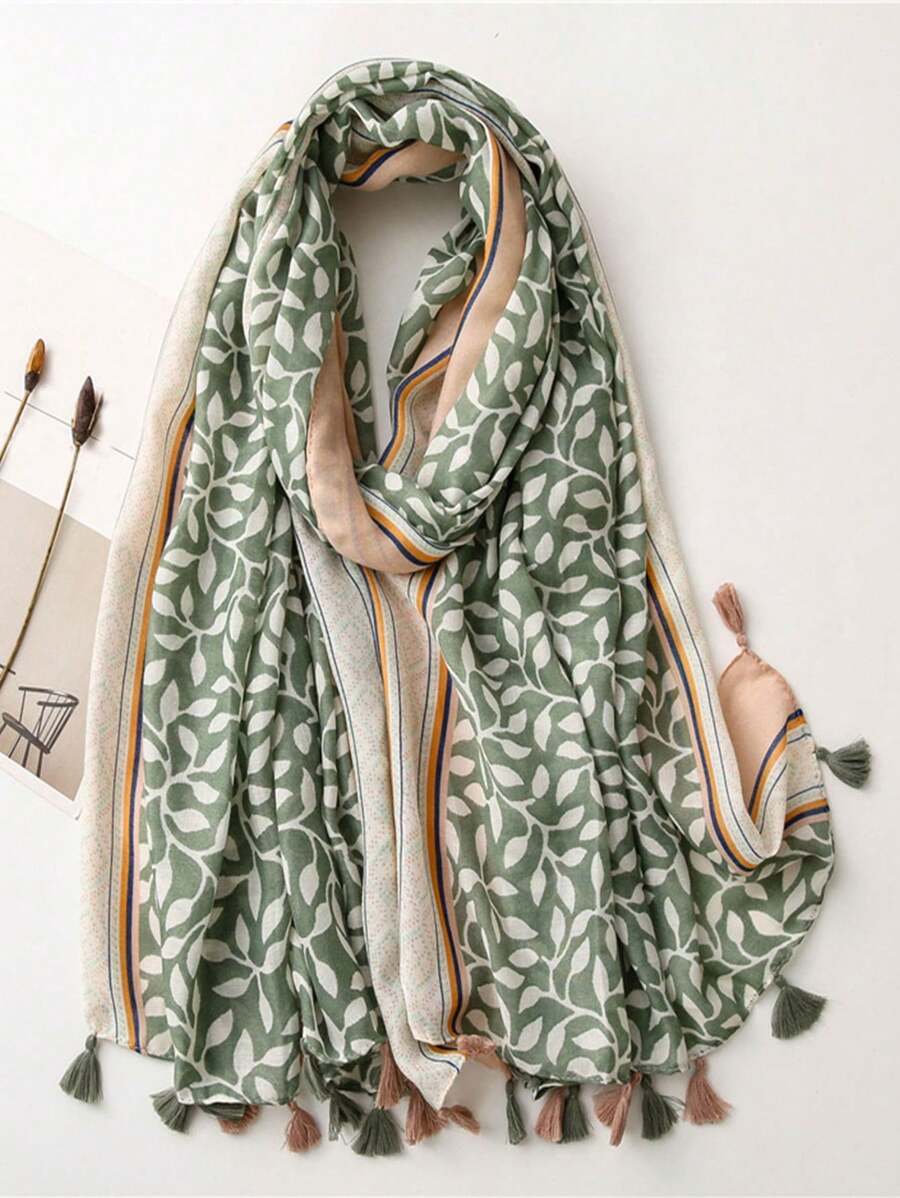 1pc Soft Scarf Shawls Women Luxury Premium Long Spotted Tassel Scarfs Scarves - Mint Green - View 1