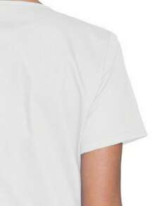 Blusa de cuello en V de manga corta con acabado mate, uniforme de trabajo informal, blusa de pijama primaveral en blanco - Blanco - Ver 4