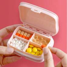 1pc Sealed Four Compartment Pill Box Portable Compartment Small Pill Box Mini Plastic Organizer With Compartment Dustproof