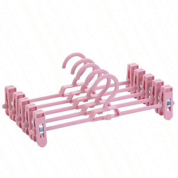 10pcs Clip Hangers Hooks Non-Marking Home Plastic Non-Slip Pants Clips Children Clothes Hangers Skirt Clips Bedroom Wardrobe Clothing Store Bathroom Multipurpose Storage, Simple Spring/Summer