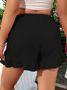 Black Casual Pleated Hem Mini Skirt, Women Black Skirt For Spring/Summer - Black - View 3
