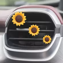 3pcs/6pcs Cute Sunflower Air Vent Clip Aromatherapy Car Decor, Car Interior Decoration Accessories - Yellow + Coffee Color - View 5