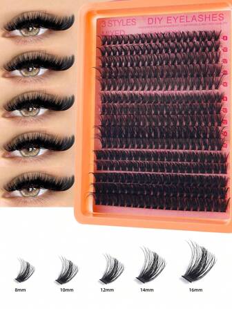 300 kluster 15 rader 5D fluffiga gör-det-själv-ögonfransförlängning 18-16 mm D-böjda individuella ögonfransförlängningskluster 30D/40D/50D/60D/80D blandade fackfransar kluster ögonfransar för hemmabruk gör-det-själv-franskluster, ögonfranskluster, individuella ögonfransar, fransar, lösögonfransar