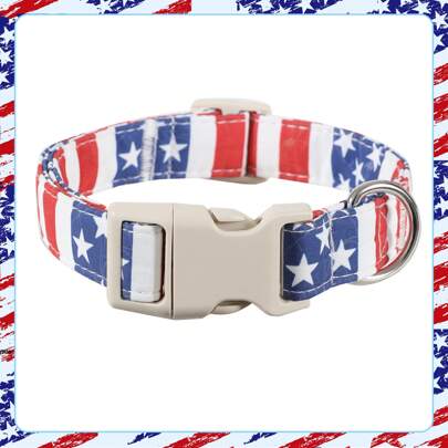 1pc Independence Day Dog Collar - Soft & Comfortable Nylon Adjustable Collar With Stripe & Star Pattern, American Flag Design, Suitable For Small To Medium Dogs, For Indoor And Outdoor Use