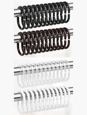 24 Pcs Heavy Duty C-Shaped Shower Curtain Hooks - Clear Plastic Rustproof Bathroom Hooks For Shower Liners, Bathtub & Curtain Rods - No-Slip Design With Secure Hold Home Bathroom Decor Fall Decor Bathroom Accessories Back To School