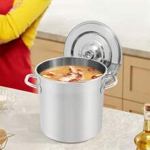 Shangmakel Olla de sopa de acero inoxidable 304 - 12L/21L/33L/48L con tapa, cubo de uso múltiple de gran capacidad para cocinas comerciales