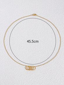 1pc Minimalist Dual Color (Gold And Silver) Circular Pendant Necklace
