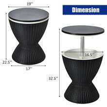 Lifezeal 8 Gallon 3 In 1 Patio Rattan Cooler Bar Table Adjust Ice Bucket Brown\Black - Black - View 5