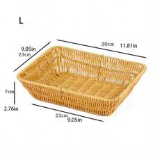 1 pièce Panier de rangement en rotin tressé rectangulaire fait main, plateau en osier réutilisable - pour les desserts, les encas, le pain - décoration de cuisine et de salon, chambre à coucher, pour la rentrée scolaire