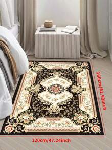 1 st. 'Bohemian, Golden Pattern, Beige Wine Glass Shape, Round Flower' Antislipbestendig tapijt, Machinewasbaar, Tapijt voor entree Woonkamer Slaapkamer Kinderkamer, Buitenpatio Tuin Tuindecoratie Tapijt, Woondecoratie, Kamerdecoratie, Gebiedskleed, Wandtapijt