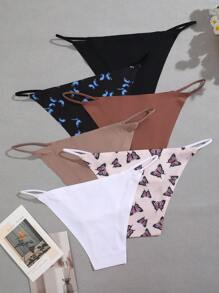 FINETOO Quần lót bikini liền mạch in họa tiết trơn màu cho nữ 6 chiếc/gói - Nhiều màu - Xem 2