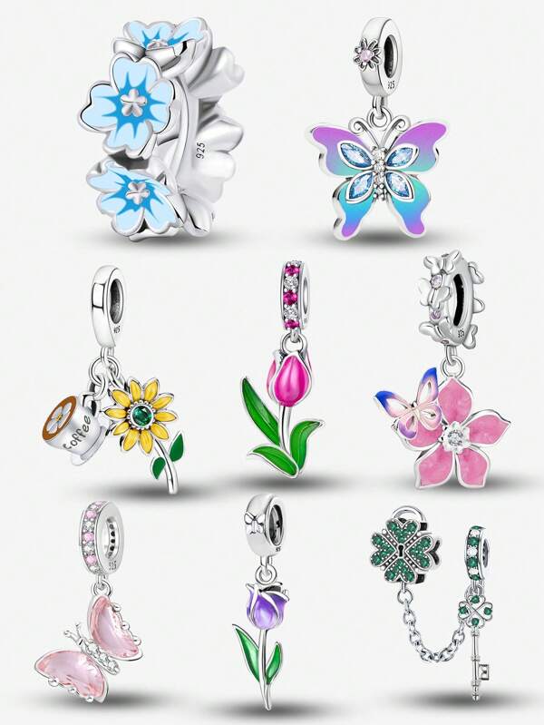 1 pieza Elegante Flor Tulipán Trébol Charm Perla Apta para Pulseras y Brazaletes de Mujer DIY Joyería Artesanal y Combinación de Atuendos Diarios Decoración de Joyería para Niñas