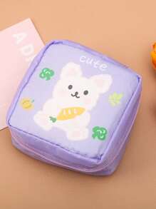 1 件可爱卫生巾收纳袋，大容量便携式月经垫盒，迷你零钱包钥匙扣