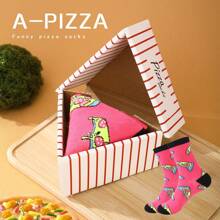 1 paire de chaussettes de haute qualité design pizza, unisexes, confortables et mignonnes, convenant pour l'été, toutes les saisons, la fête des mères, la fête des pères, Pâques, la rentrée scolaire, pour améliorer l'atmosphère de la maison. Chaussettes amusantes et mode, imaginatives et colorées, convenant comme cadeau de vacances, pour le casual, l'académique, les , le style rétro urbain, le minimaliste, les vacances, la salle de sport, les réunions de famille, les voyages, les vacances en plein air, le bureau le weekend, les cadeaux, les sports, douces et confortables