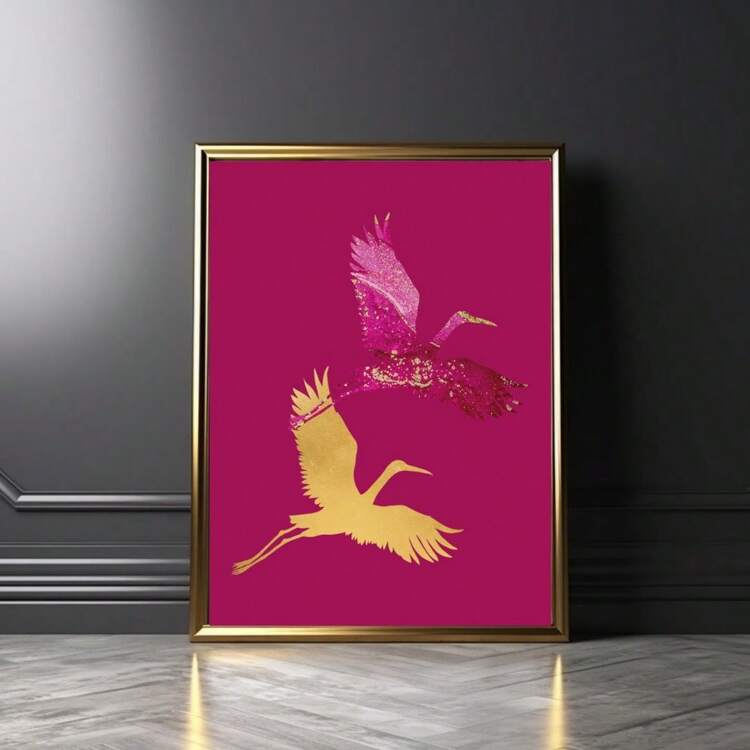 1 pieza Impresión maximalista de nubes | Arte de pared de grúa | Nube verde esmeralda y luna rosa | Arte de pared de lienzo de nube rosa intenso | Para sala de estar, dormitorio, baño, oficina y otras decoraciones del hogar, sin marco - Multicolor - Añade 10