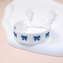 1 pulseira de estilo boêmio bordada e feita à mão com laço, ideal para presentear familiares, amigos, colegas de classe, festas, viagens e uso diário