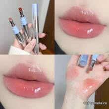 1pc Ice Crystal Blue Gloss Hydrating Lip Tint Glass Lip Gloss Nude Color Lip Gloss & Lip Balm