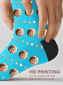 1 Pair Custom Face Socks, Custom Photo Sock, Custom Printed Socks, Personalized Funny Face Socks, Custom Picture Socks, Put Any Face On The Socks, Anniversary Gift, Valentine Gift, Birthday Gift, Wedding Gift, Mother's Day Gift - Multicolor - View 4